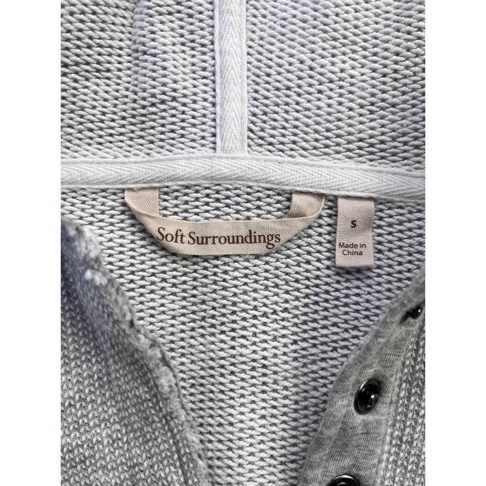 Soft Surroundings Just Beachy Hooded Henley Womens sz S Gray Pullover Top Spring - Picture 3 of 15